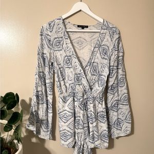 Blue and white romper